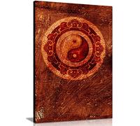 Red Ying Yang Chinese Painting Canvas Wall Art Picture Print (24x16)