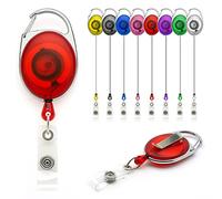Red YoYo Retractable Reel Holder - by Lanyards Tomorrow Extending extendable Ski ID Identification Pass Badge Card Holders Security Access Control Carabiner with Metal Back Belt Clip Yo Yo | 1pc