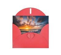 Red YYHWHJDE Beach Maui Hawaii Sunset Sea Waves Clouds Printing Greeting Card for Christmas, Birthday, Valentine's Day, Wedding Anniversary, and Parties