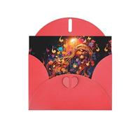 Red YYHWHJDE Colorful Music Notes Picture Greeting Card 6x4 in with Double-Sided Pearl Effect and Environmentally Friendly Ink