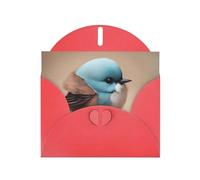 Red YYHWHJDE Cute little bird Picture Greeting Card 6x4 in with Double-Sided Pearl Effect and Environmentally Friendly Ink