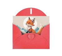 Red YYHWHJDE Drifting little fox Prints Greeting Card 6x4 Inches - Fashionable and Unique Design for Various Occasions