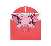 Red YYHWHJDE Funny Pink Pig Face Printing Greeting Card for Christmas, Birthday, Valentine's Day, Wedding Anniversary, and Parties