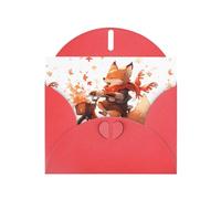 Red YYHWHJDE Little fox riding a bicycle Prints Greeting Card 6x4 Inches - Fashionable and Unique Design for Various Occasions