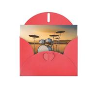 Red YYHWHJDE Music Drum in Field Picture Greeting Card 6x4 in with Double-Sided Pearl Effect and Environmentally Friendly Ink