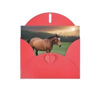 Red YYHWHJDE Nature Scenic Horse Picture Greeting Card 6x4 in with Double-Sided Pearl Effect and Environmentally Friendly Ink