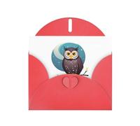 Red YYHWHJDE Owl in the moonlight Prints Greeting Card 6x4 Inches - Fashionable and Unique Design for Various Occasions