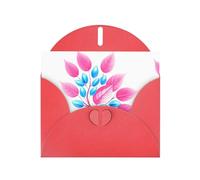Red YYHWHJDE Pink leaves with blue gemstones Printing Greeting Card for Christmas, Birthday, Valentine's Day, Wedding Anniversary, and Parties
