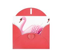 Red YYHWHJDE Pink swan walking slowly by the river Printing Greeting Card for Christmas, Birthday, Valentine's Day, Wedding Anniversary, and Parties