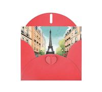 Red YYHWHJDE Romantic Paris Eiffel Tower Bycicle Prints Greeting Card 6x4 Inches - Fashionable and Unique Design for Various Occasions