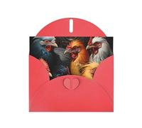 Red YYHWHJDE roosters dressed in many colors Picture Greeting Card 6x4 in with Double-Sided Pearl Effect and Environmentally Friendly Ink