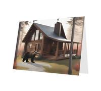 Red YYHWHJDE Rustic Lodge Bear Prints Greeting Card 6x4 Inches - Fashionable and Unique Design for Various Occasions