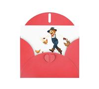 Red YYHWHJDE Scarecrow chasing away chickens Picture Greeting Card 6x4 in with Double-Sided Pearl Effect and Environmentally Friendly Ink