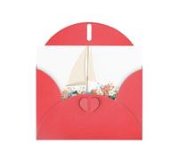 Red YYHWHJDE Small sailboat loaded with flowers Picture Greeting Card 6x4 in with Double-Sided Pearl Effect and Environmentally Friendly Ink
