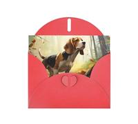 Red YYHWHJDE Tame Beagle Picture Greeting Card 6x4 in with Double-Sided Pearl Effect and Environmentally Friendly Ink