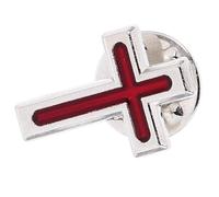 Red Zinc Alloy Cross Lapel Pin for Holy Communion and Baptism Ceremonies