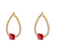 Red Zircon Earrings for Woman,Featuring Sparkling Droplet Shaped Design, Perfect for Daily Wear, Gift Giving