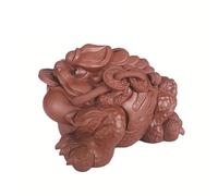 Red Zisha Statue, Jin Chan Sculpture, Trident Good Luck Charm, Table Figurine, Decorative Accessory