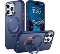 Red2Fire Compatible with iPhone 15 Pro Max Case with Stand Magnetic 360° Spin O-Ring Kickstand, Translucent Matte Military-Grade Phone Case 6.7 inch,Blue