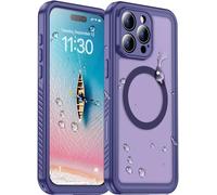 Red2Fire Compatible with iPhone 16 Pro Max Case Waterproof Magnetic Built-in Screen & Camera Protector IP68 Underwater Full Body Military Dropproof Shockproof Translucent Matte Phone Case-Purple
