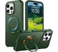 Red2Fire Compatible with iPhone 16 Pro Max Case with Stand Magnetic 360° Spin O-Ring Kickstand, Translucent Matte Military-Grade Phone Case 6.9 inch, ForestGreen
