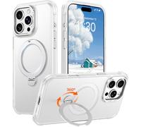 Red2Fire Compatible with iPhone 16 Pro Max Case with Stand Magnetic 360° Spin O-Ring Kickstand, Translucent Matte Military-Grade Phone Case 6.9 inch, Clear Matte