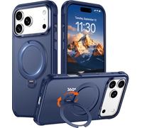 Red2Fire Compatible with iPhone 17 Pro Case with Stand Magnetic 360° Spin O-Ring Kickstand, Translucent Matte Military-Grade Phone Case 6.3 inch, Blue