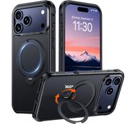 Red2Fire Compatible with iPhone 17 Pro Case with Stand Magnetic 360° Spin O-Ring Kickstand, Translucent Matte Military-Grade Phone Case 6.3 inch,Black