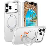 Red2Fire Compatible with iPhone 17 Pro Case with Stand Magnetic 360° Spin O-Ring Kickstand, Translucent Matte Military-Grade Phone Case 6.3 inch, Clear Matte