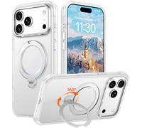 Red2Fire Compatible with iPhone 17 Pro Max Case with Stand Magnetic 360° Spin O-Ring Kickstand, Translucent Matte Military-Grade Phone Case 6.9 inch, Clear Matte