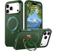 Red2Fire Compatible with iPhone 17 Pro Max Case with Stand Magnetic 360° Spin O-Ring Kickstand, Translucent Matte Military-Grade Phone Case 6.9 inch, ForestGreen