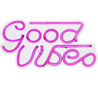 RED5 USB Good Vibes Pink LED Wall Hanging Neon Effect Acrylic Mood Light | Wall Mountable Light-Up Positive Affirmation Sign, for Home