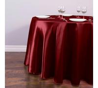 REDAEL Round Satin Tablecloths Cover Bright Smooth Fabric table cloth for Party Restaurant Banquet Decorations-Burgundy Red-Diameter 280cm