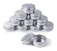 Redamancy 10 Pcs Aluminium Tins Jars, Aluminium Empty Containers, 15 ml Aluminium Tin Jars with Screw Lids, Empty Cosmetics Container Pots, for Lip Balm, Cream, Candles, Cosmetics (Silver)