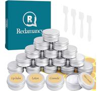 Redamancy 20 pcs Aluminium Empty Containers,20ml Empty Makeup Face Cream Jars Bottles,Round Travel Cream Jars with 2 Pcs Round Stickers and 4 Mini Spatula for Lip Balm,Lotion,Mini Candles,Cosmetics