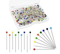 Redamancy 300pcs 38mm Glass Head Dressmaking Pins, Multi Color, Steel & Glass Material, Practical Style, Sewing Pins in Storage Case