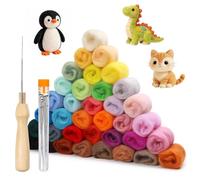 Redamancy 36 Colours Needle Felting Wool 108g with Needles, Beginner-Friendly Wool Art Set for DIY Crafts Decoration, 3g/Color