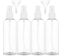 Redamancy 4PCS Spray Bottles, 100ml/3.38oz Atomiser Spray Bottle, Plastic Refillable Travel Spray Bottle, Transparent Travel Bottle Set, for Cleaning, Perfume, Make-up with 2 Pieces Funnel
