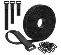 Redamancy Adjustable Cable Straps with Buckles, Free Cut Length, Black Reusable Cable Straps, Hook and Loop Cinch Straps for Cable Tidy, Wire Management, Cord Organiser (5M*2CM)