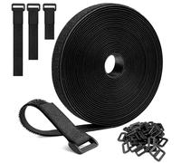 Redamancy Adjustable Cable Straps with Buckles, Free Cut Length, Black Reusable Cable Straps, Hook and Loop Cinch Straps for Cable Tidy, Wire Management, Cord Organiser