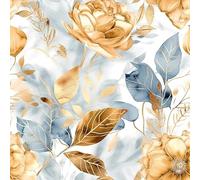 REDAMANCY Boho Golden Blue Peony Flower Luxury Peel and Stick Wallpaper Vintage Wall Paper Stick on Contact Paper Easy Peel Off for nightstand Drawer Renter Friendly 17.7"x236"