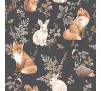 REDAMANCY Boho Modern Animals Fox Rabbit Vintage Peel and Stick Wallpaper Vintage Wall Paper Stick on Contact Paper Easy Peel Off for nightstand Drawer Renter Friendly 17.7"x236"