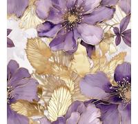 REDAMANCY Boho Vintage Purple Golden Peony Magnolia Floral Luxury Peel and Stick Wallpaper Vintage Wall Paper Stick on Contact Paper Easy Peel Off for nightstand Drawer Renter Friendly 17.7"x236"