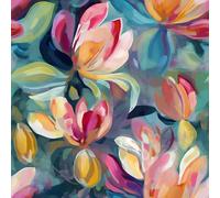 REDAMANCY Colorful Blur/Green Magnolia Floral Pink/Red Flower Abstract Art Peel and Stick Wallpaper Stick on Contact Paper Vintage Wall Paper Easy Peel Off for nightstand Drawer Cabinet Renter