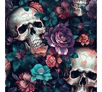 REDAMANCY Dark Purple Black Blue Skull Pink Flowers Gothic Peel and Stick Wallpaper Stick on Contact Paper Vintage Wall Paper Easy Peel Off for nightstand Drawer Cabinet Renter