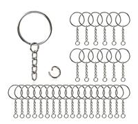 Redamancy Keychain Rings, Key Ring Hoops, 30pcs Keyring Chain and 30pcs Open Jumper Rings, 2,5cm Key Ring Hoops with Chain for Home Keychains, Lanyards, Gifts and Other Crafts Jewelry Making
