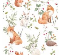 REDAMANCY Modern Boho Animals Fox rabbbits Flower Peel and Stick Wallpaper Vintage Wall Paper Stick on Contact Paper Easy Peel Off for nightstand Drawer Renter Friendly 17.7"x236"