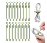 Redamancy Silicone Cable Ties, Reusable Cable Straps, Cord Organizers, Wire Ties, Adjustable Cable Management, 16pcs Green