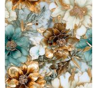 REDAMANCY Vintage Marble Floral Gold/Green/White Metal Flowers Peel and Stick Wallpaper Stick on Contact Paper Vintage Wall Paper Easy Peel Off for nightstand Drawer Cabinet Renter