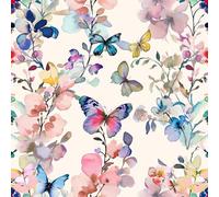 REDAMANCY Vinyl Bohemian Floral Butterfly Wallpaper 17.7''x236'' Easy Peel-off, Renter Friendly